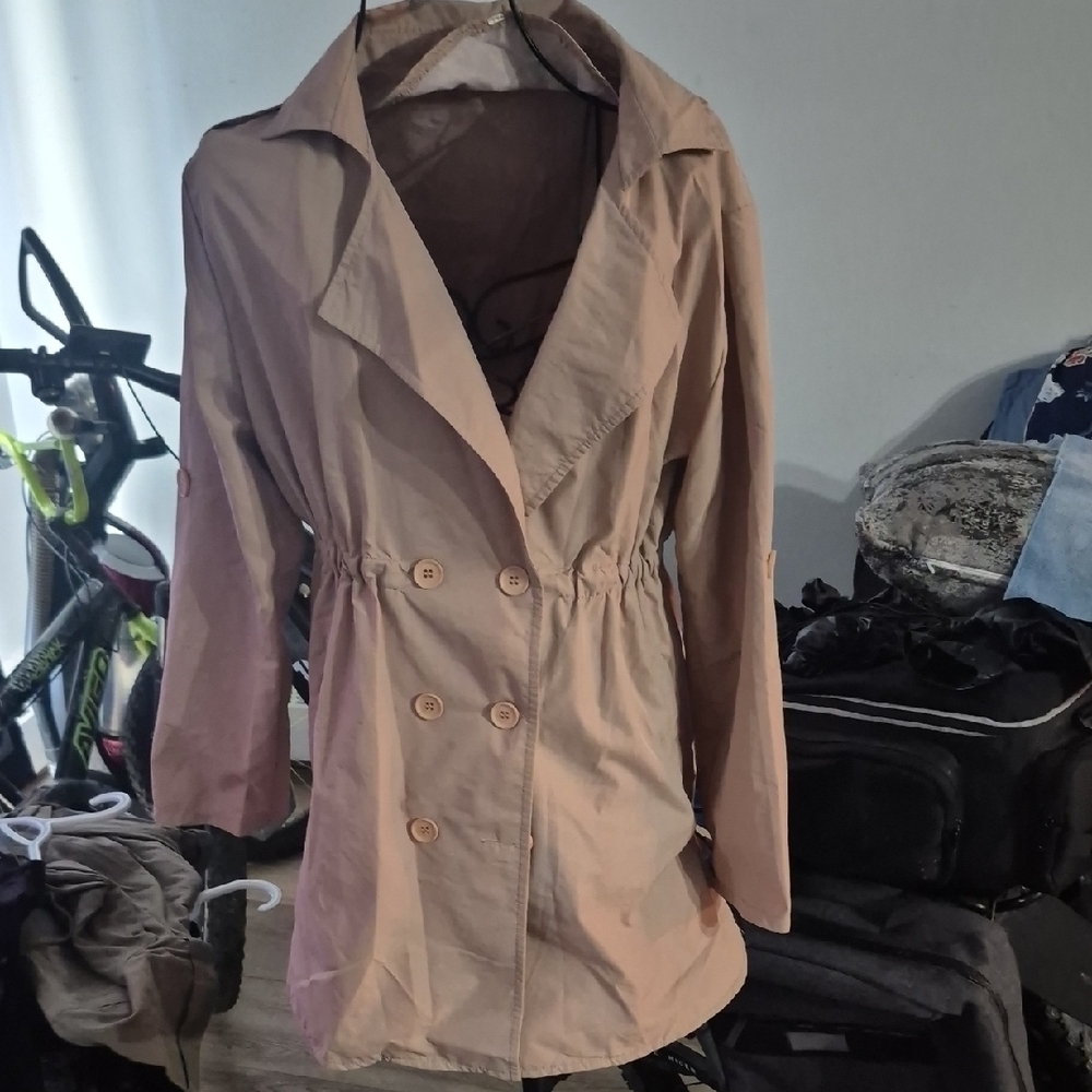 Women's Tan Double-Breasted Jacket
